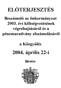 Beszámoló az önkormányzat 2003. évi költségvetésének végrehajtásáról és a pénzmaradvány elszámolásáról